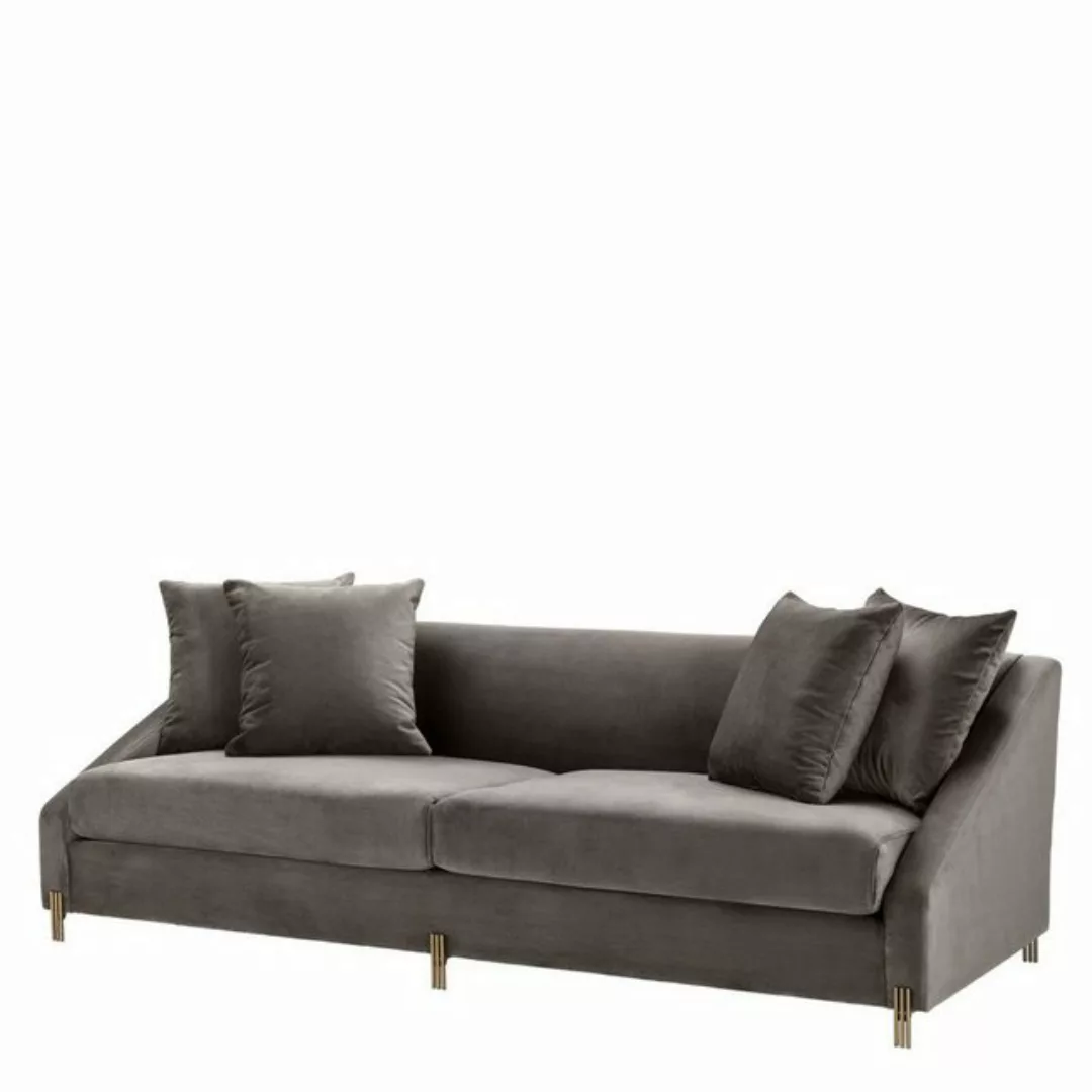 Casa Padrino Loungesofa Luxus Samtsofa Grau / Messingfarben 223 x 94 x H. 7 günstig online kaufen