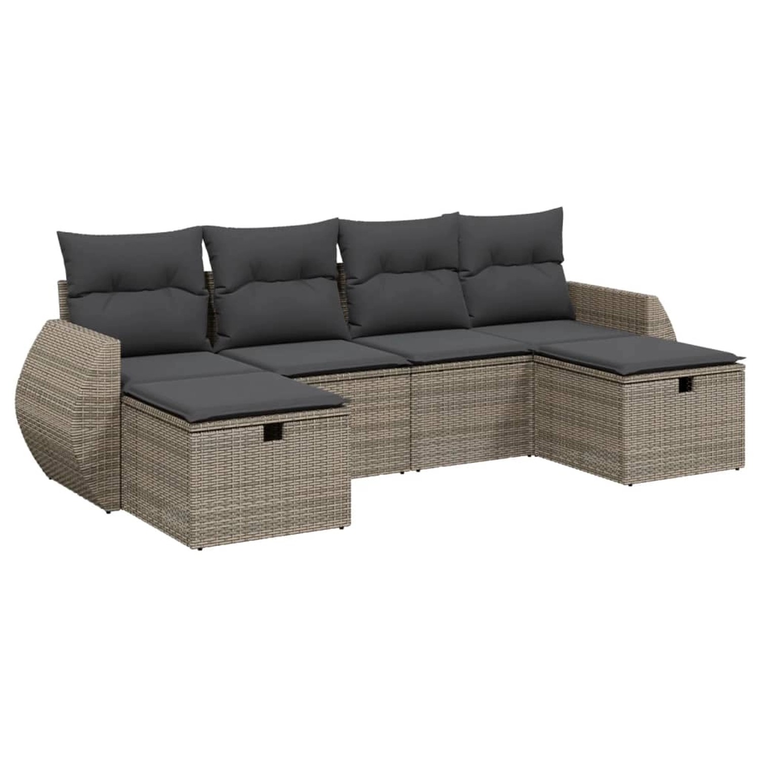 vidaXL 6-Tlg Garten-Sofagarnitur mit Kissen Grau Poly Rattan 3264166 günstig online kaufen