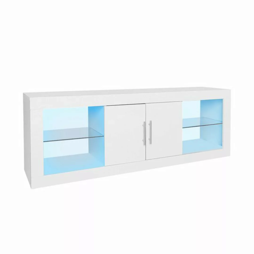 Odikalo TV-Schrank TV-Ständer 16 LED Bluetooth Hochglanz Türen Einlegeböden günstig online kaufen