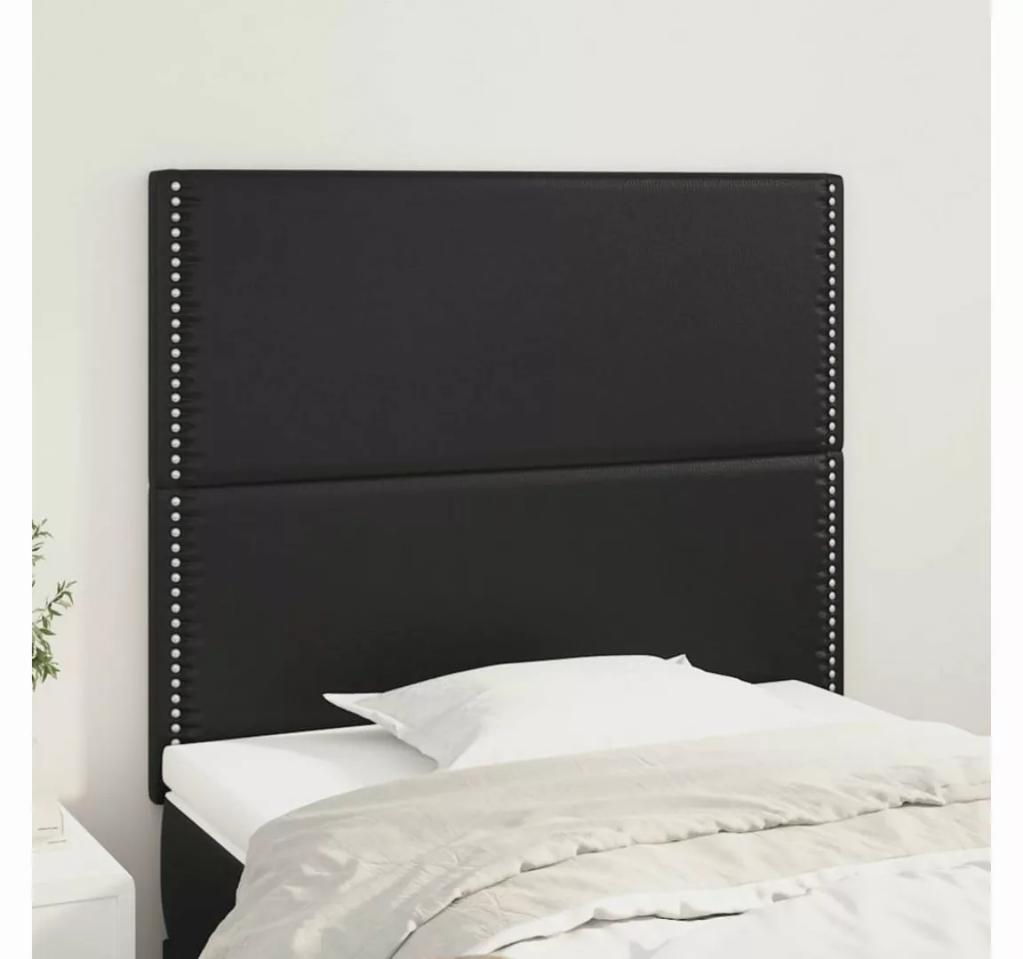 vidaXL Bett, Kopfteile 2 Stk. Schwarz 100x5x78/88 cm Kunstleder günstig online kaufen