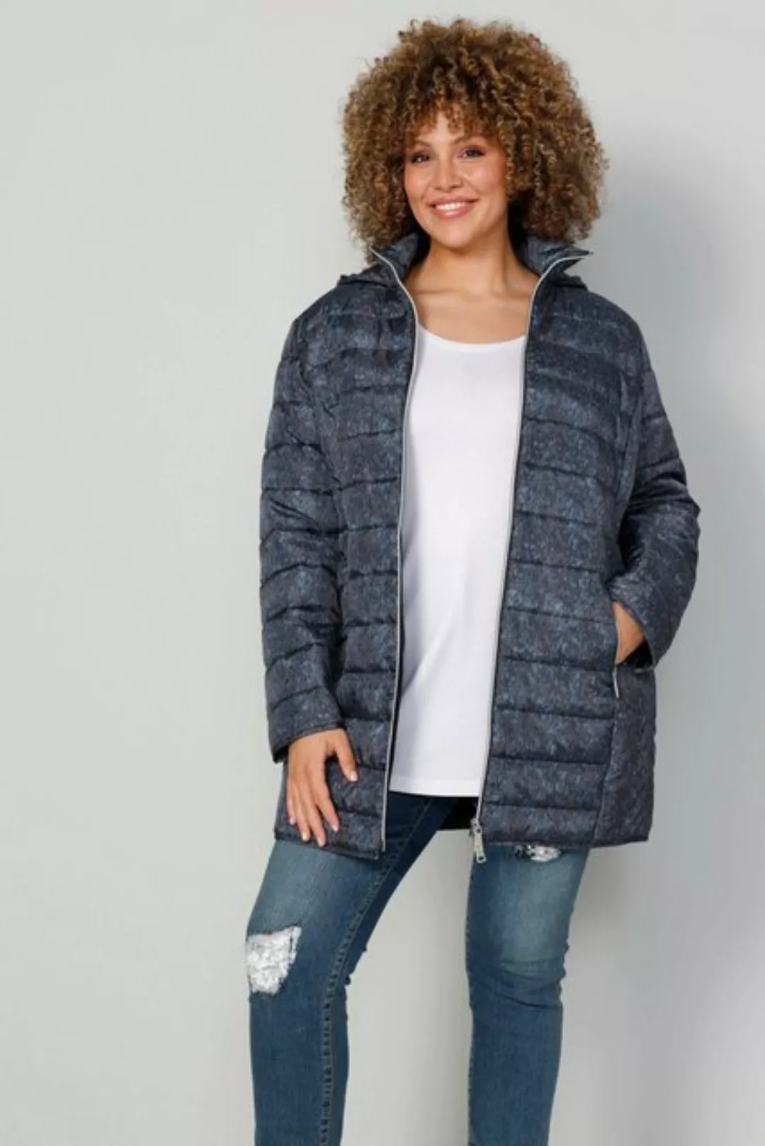 MIAMODA Steppjacke Steppjacke Alloverdruck Kapuze Zipper günstig online kaufen