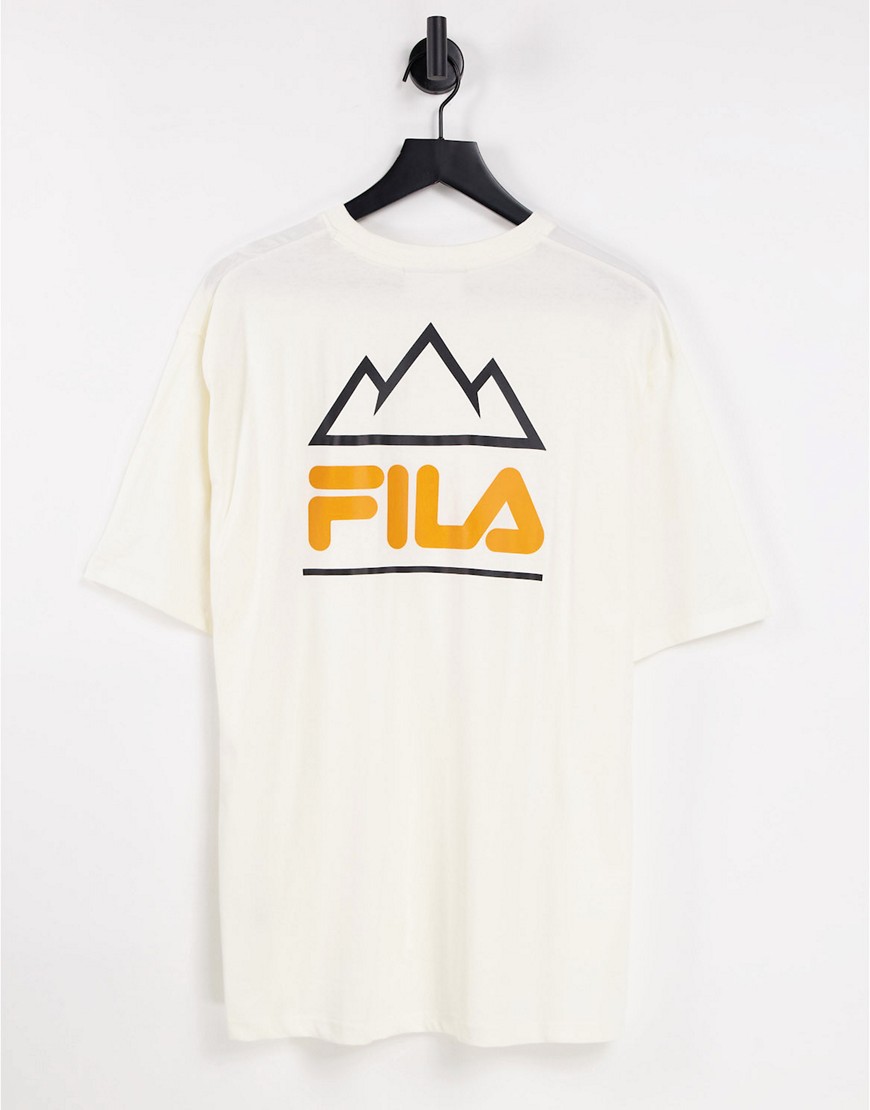 Fila – T-Shirt in Ecru mit Rückenprint-Neutral günstig online kaufen