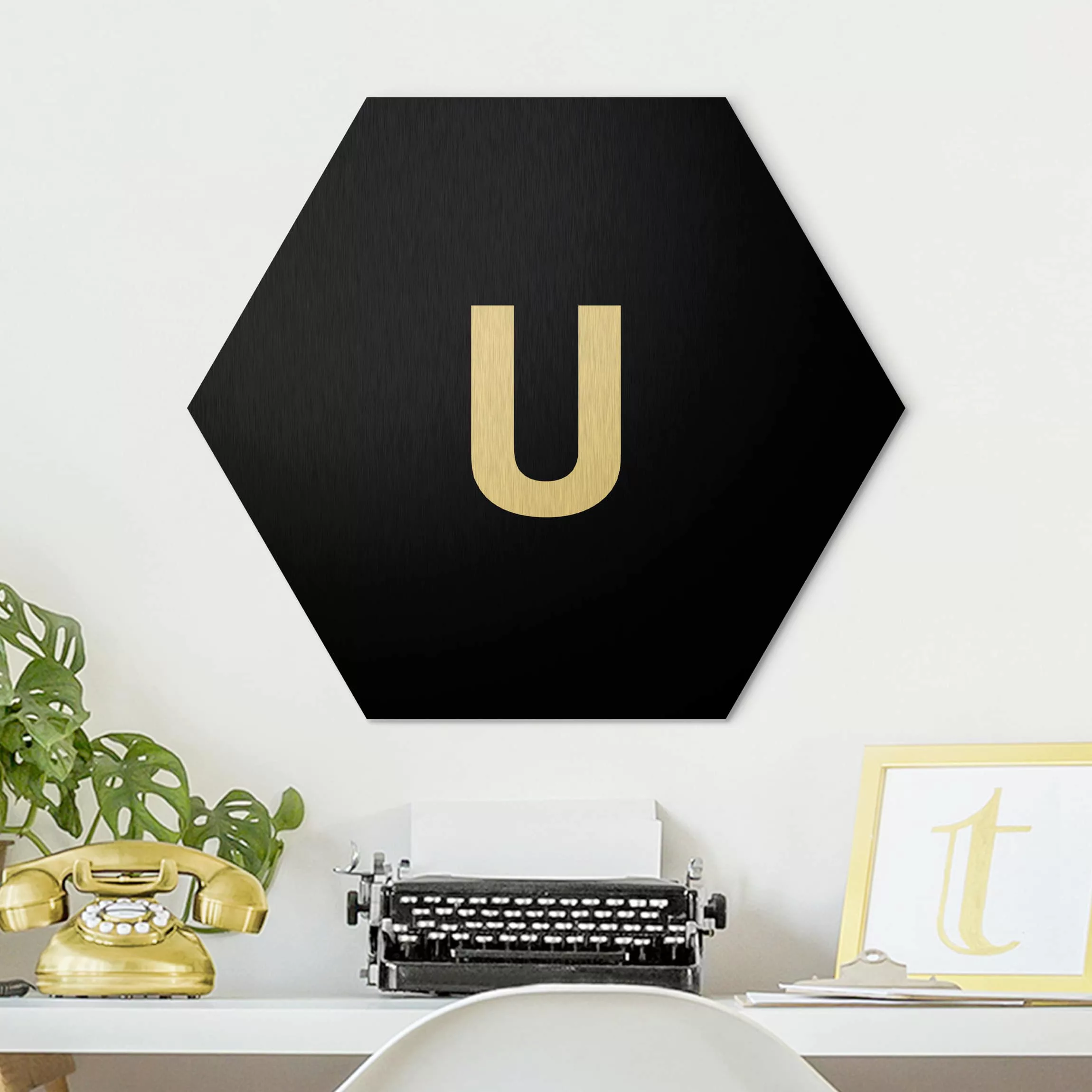 Hexagon-Alu-Dibond Bild Buchstaben Buchstabe Schwarz U günstig online kaufen