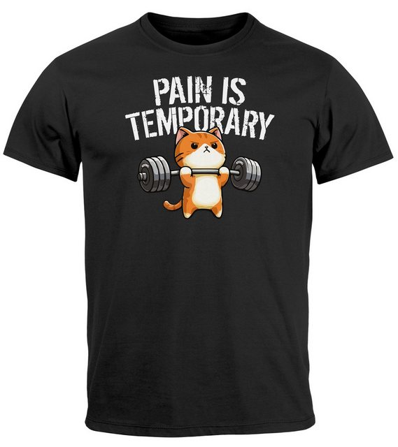 MoonWorks Print-Shirt Herren T-Shirt Fitness Sport Gym Bodybuilding Katze S günstig online kaufen