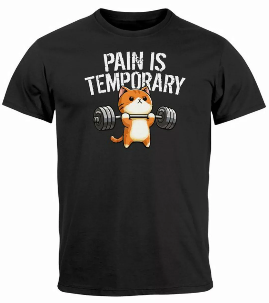 MoonWorks Print-Shirt Herren T-Shirt Fitness Sport Gym Bodybuilding Katze S günstig online kaufen