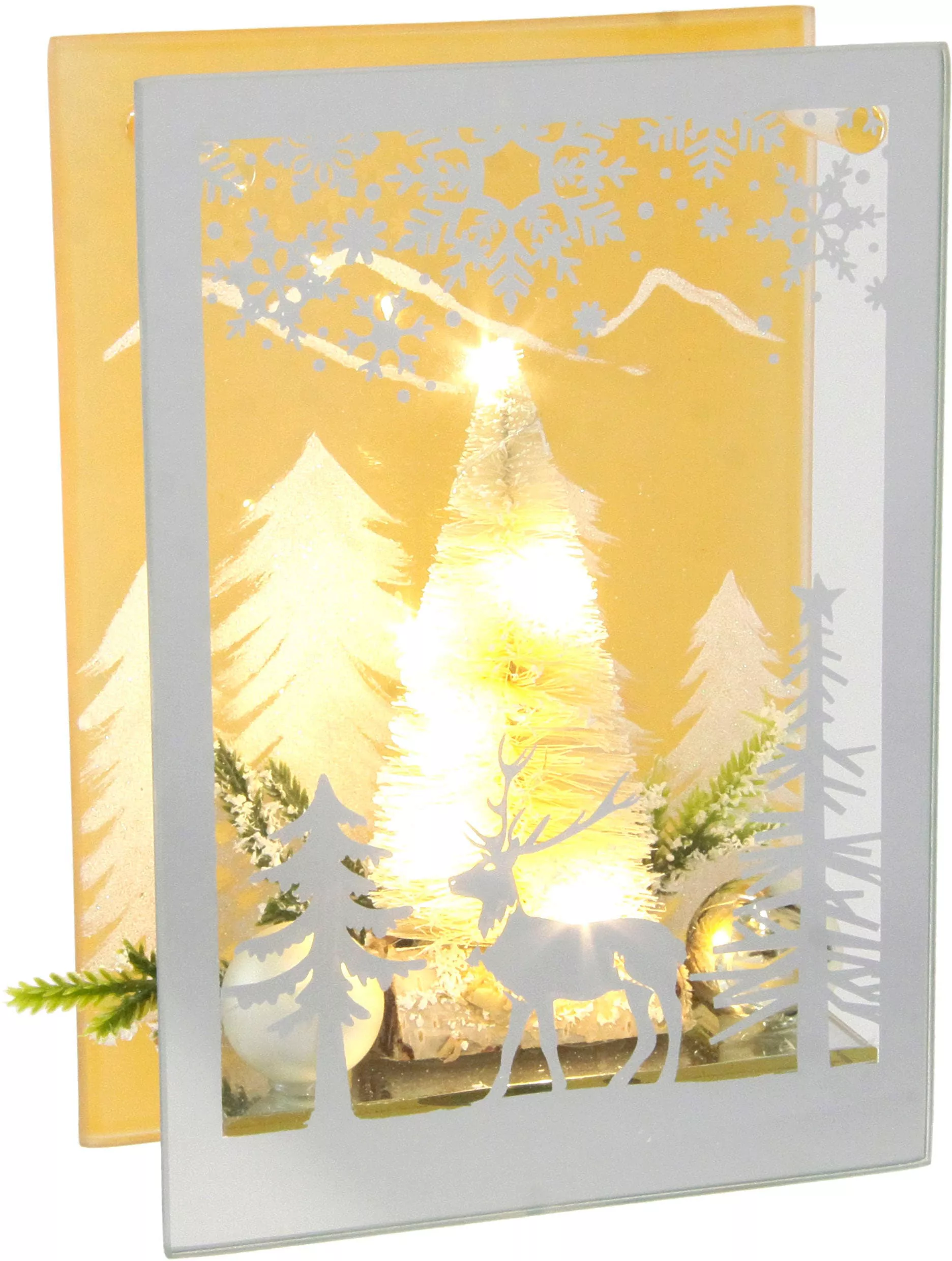 I.GE.A. Dekoobjekt "Aus Glas", Mit LED Licht und mini Tannenbaum, 3D Bild D günstig online kaufen