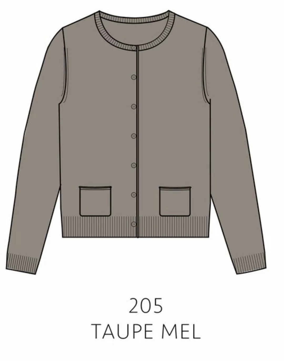 IN LINEA Strickjacke NOS Cardigan, Rundhals, 205 TAUPE MEL. günstig online kaufen