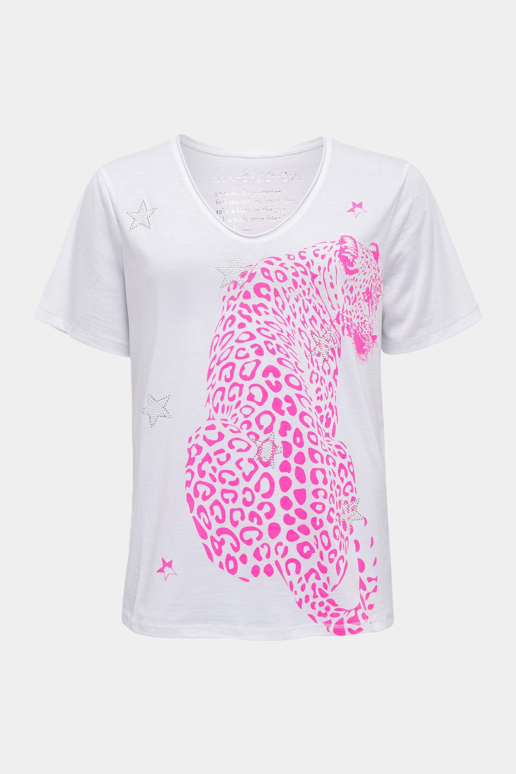 six-o-seven T-Shirt T-Shirt mit pinken Leopard-Print günstig online kaufen