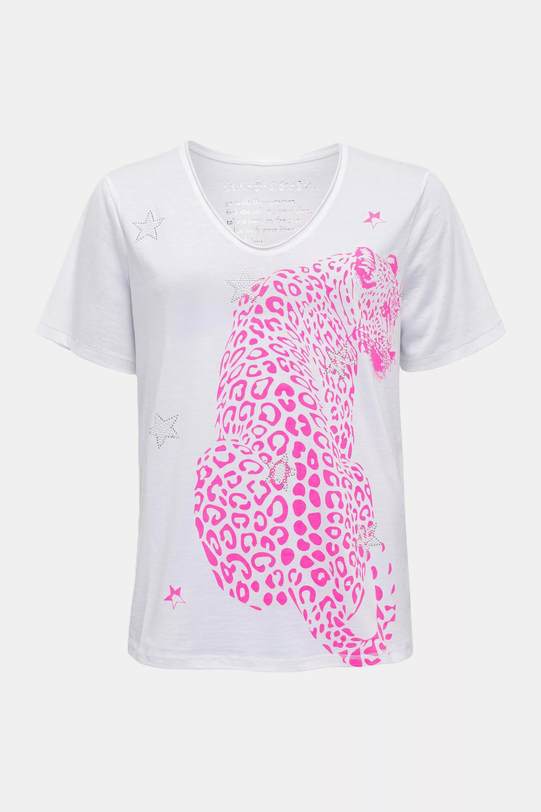 six-o-seven T-Shirt T-Shirt mit pinken Leopard-Print günstig online kaufen