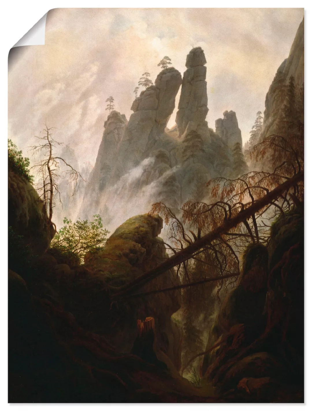 Artland Kunstdruck "Felsenschlucht, 1822/23", Felsen, (1 St.), als Leinwand günstig online kaufen