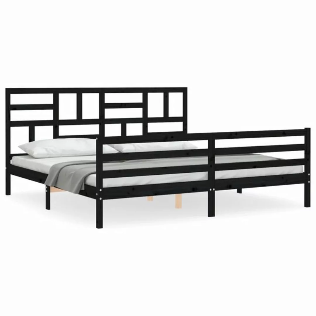 vidaXL Bett Massivholzbett mit Kopfteil Schwarz 200x200 cm günstig online kaufen