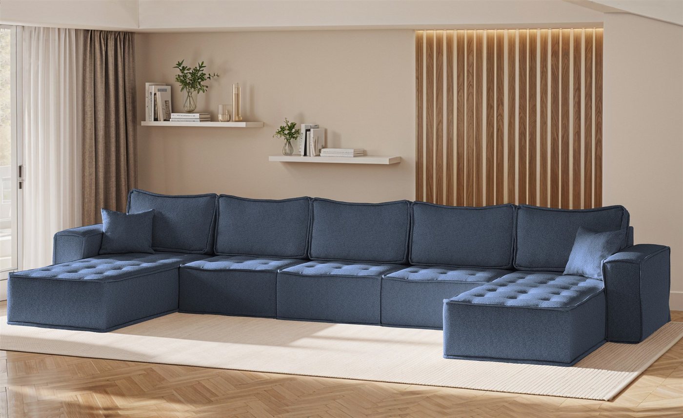 Fun Möbel Wohnlandschaft Sofa U-Form Modulsofa-Set 5-teilig SANDE in Stoff, günstig online kaufen