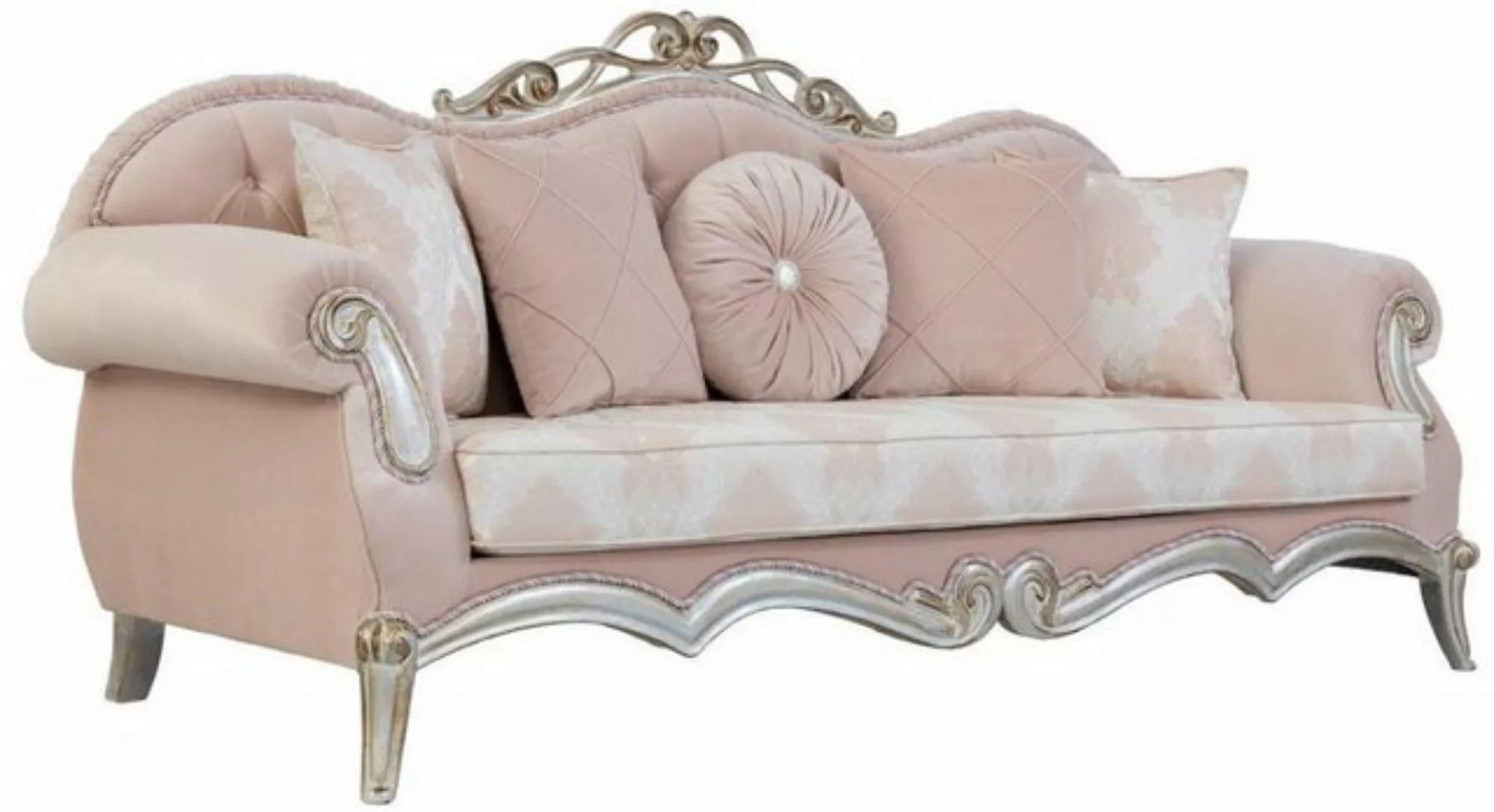 Casa Padrino Sofa Luxus Barock Wohnzimmer Sofa mit dekorativen Kissen Rosa günstig online kaufen