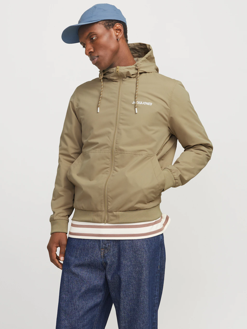 Jack & Jones Blouson "JJERUSH HOOD BOMBER NOOS", mit Kapuze, mit Logo Schri günstig online kaufen