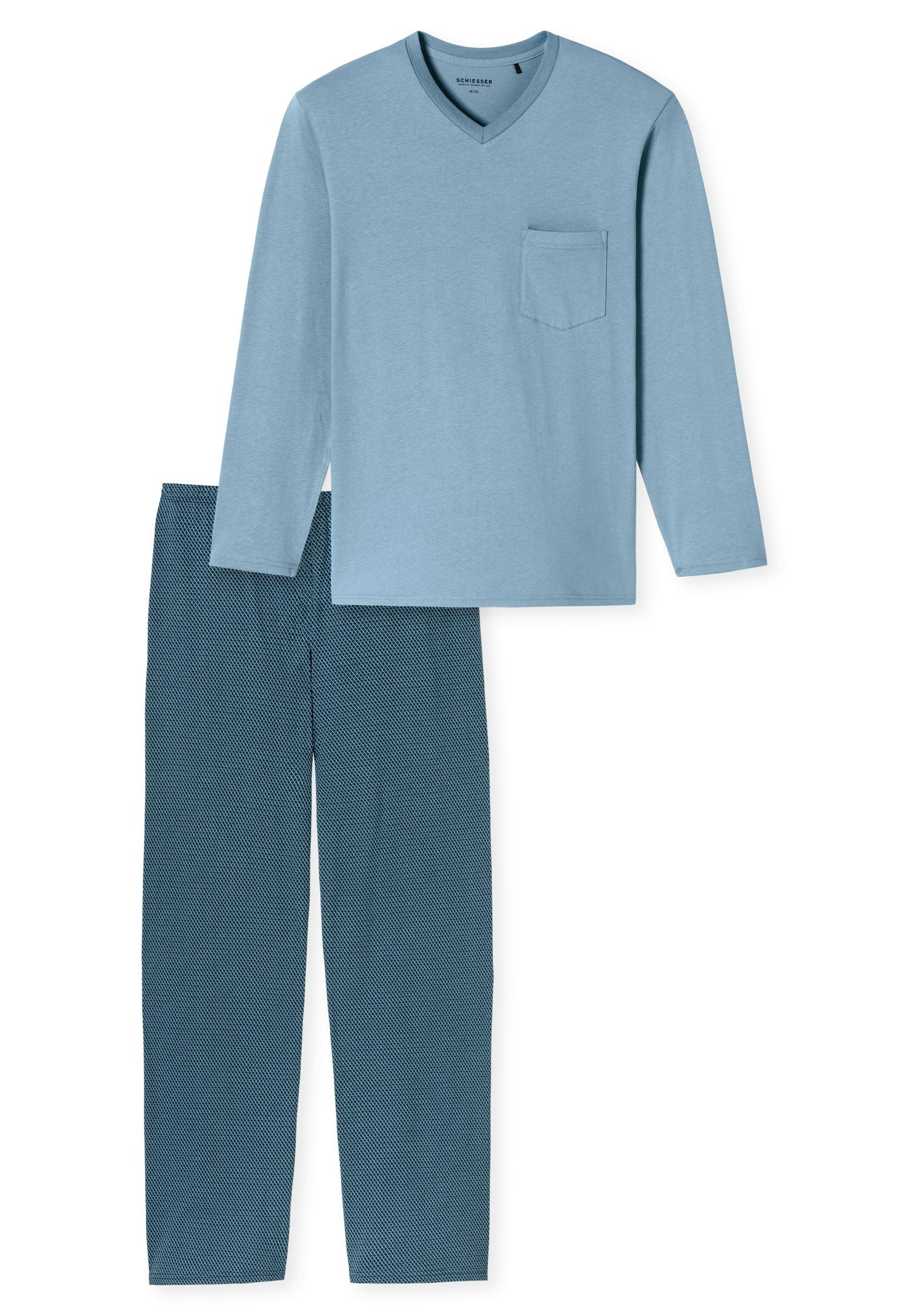 Schiesser Schlafanzug "Comfort Essentials", (2 tlg.), mit V-Ausschnitt und günstig online kaufen