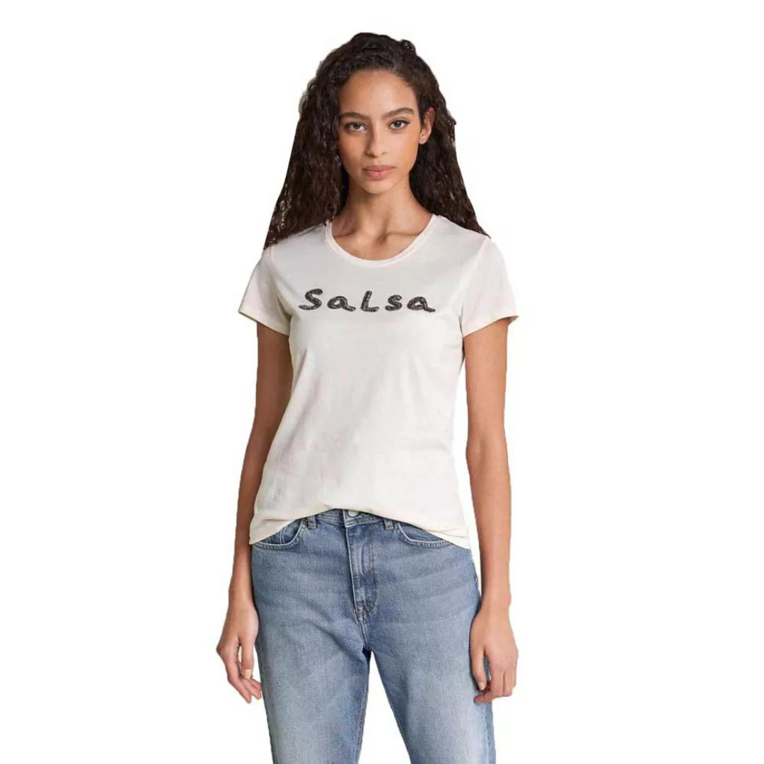 Salsa Jeans Logo In Beads Kurzärmeliges T-shirt M Beige günstig online kaufen