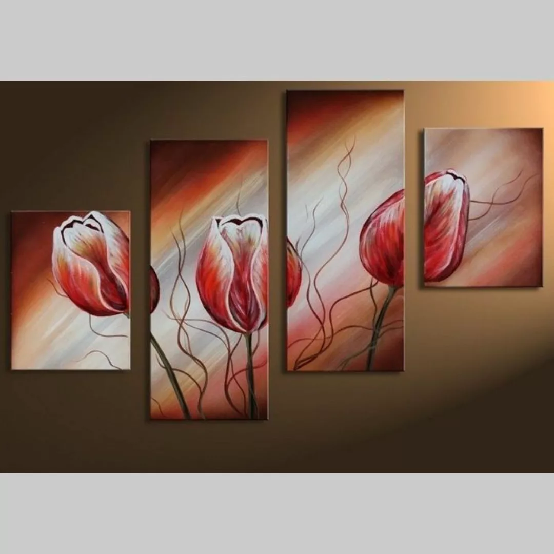 4 Leinwandbilder TULPE (2) 120 x 80cm Handgemalt günstig online kaufen