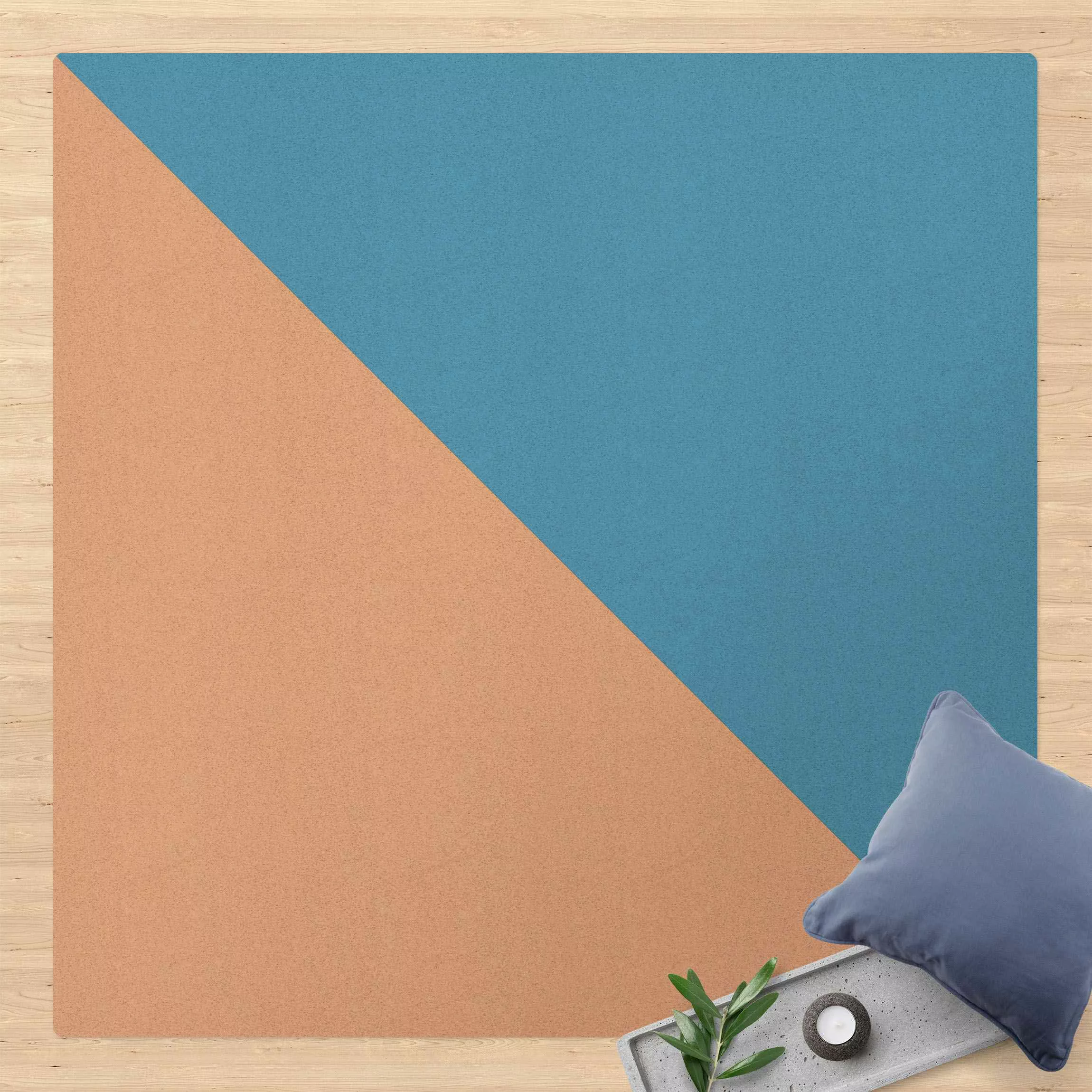 Kork-Teppich Einfaches Azurblaues Dreieck günstig online kaufen