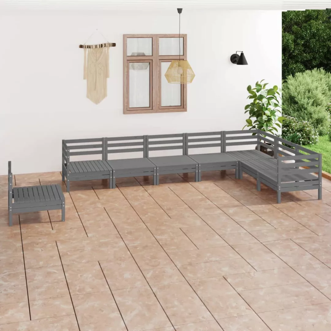 8-tlg. Garten-lounge-set Massivholz Kiefer Grau günstig online kaufen