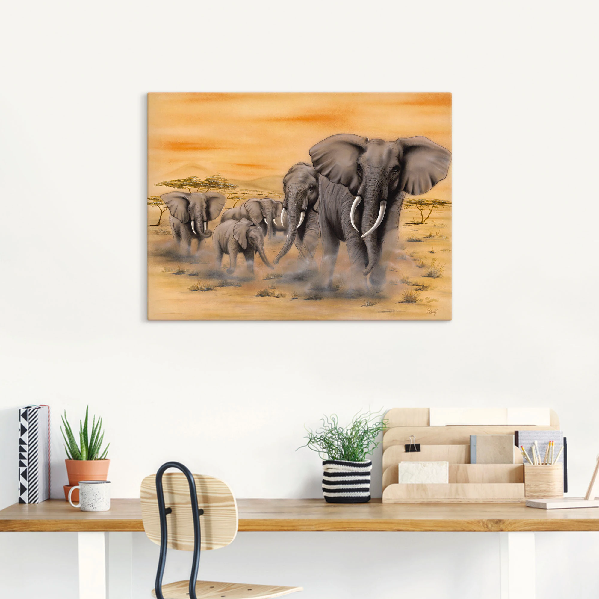 Artland Wandbild "Steppenelefanten", Elefanten Bilder, (1 St.), als Alubild günstig online kaufen