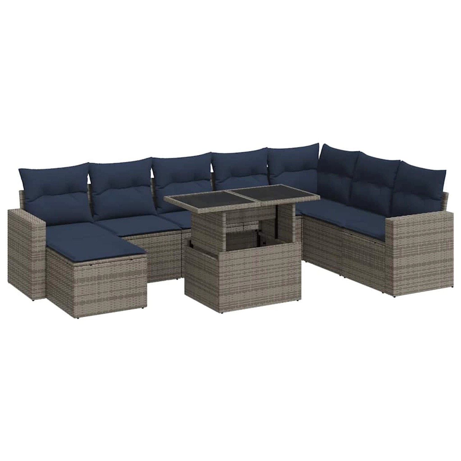 vidaXL 9-Tlg Garten-Sofagarnitur mit Kissen Grau Poly Rattan Akazie 3326372 günstig online kaufen