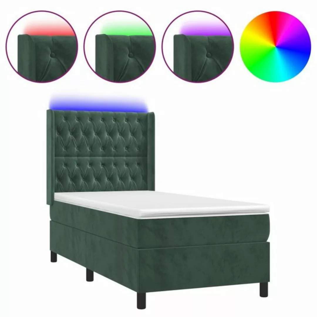 vidaXL Boxspringbett Boxspringbett mit Matratze LED Dunkelgrün 100x200 cm S günstig online kaufen