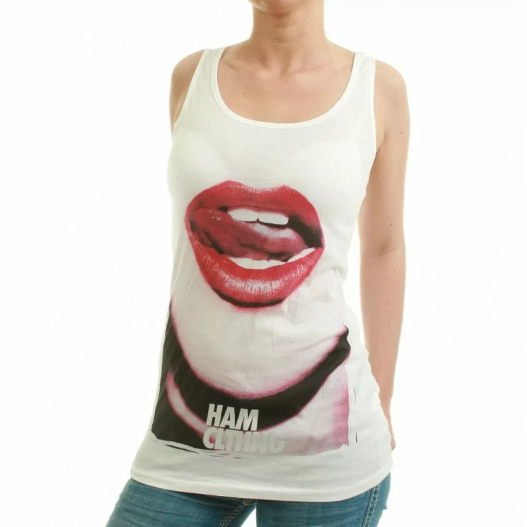 HAM CLTHNG Tank Women - RED LIPS - White günstig online kaufen