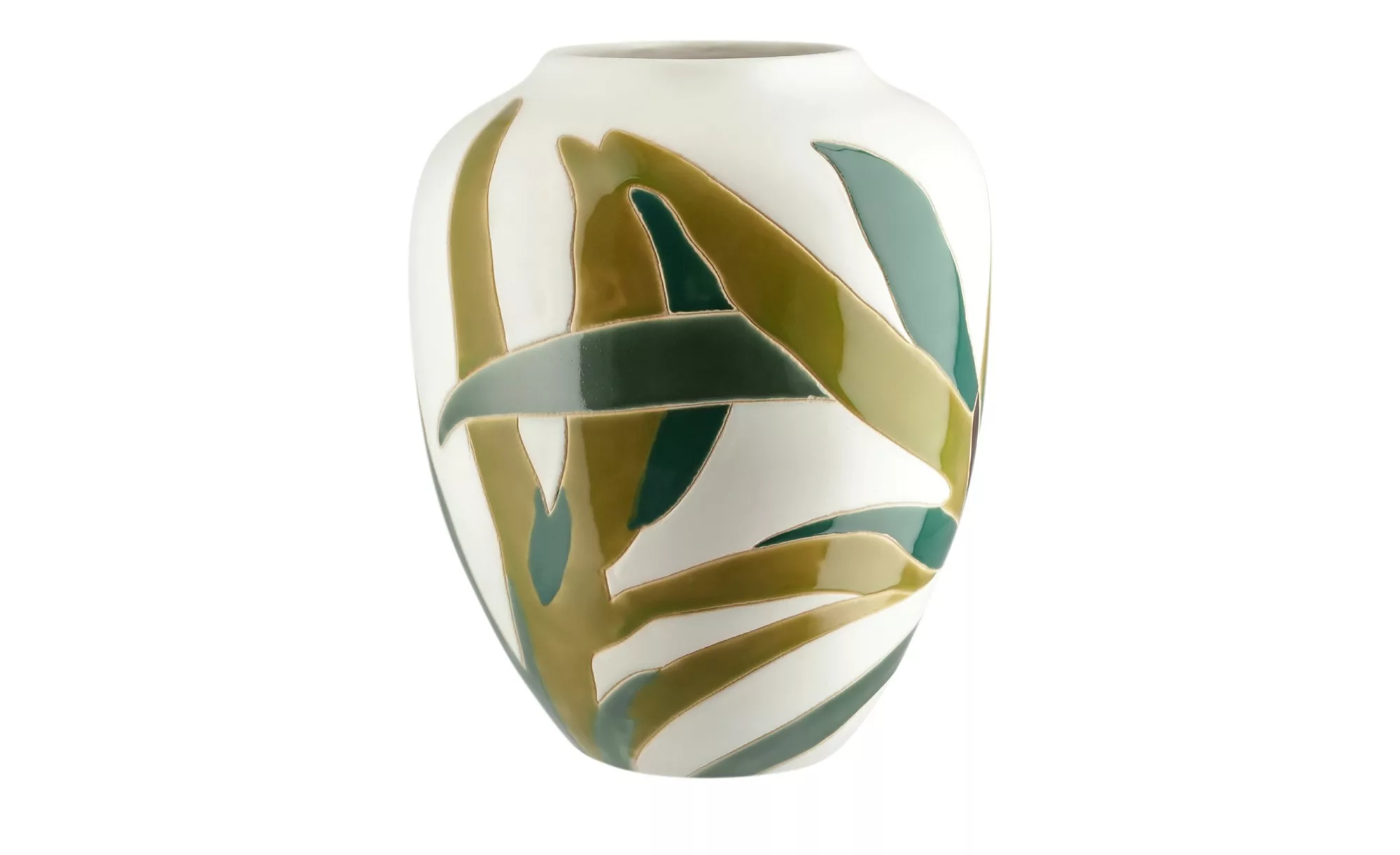 Vase Blätter - grün - Steingut - 26 cm - Dekoration > Vasen - Möbel Kraft günstig online kaufen