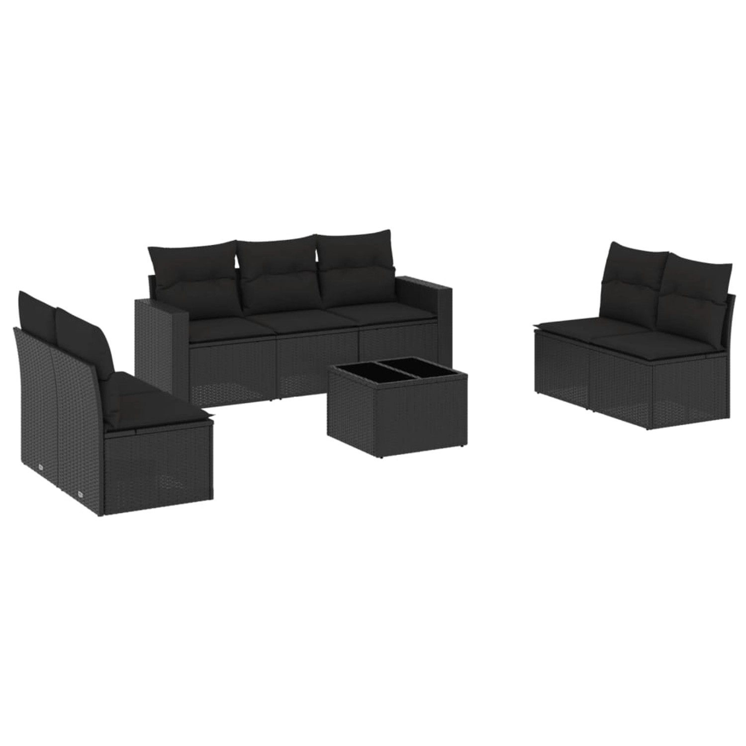 vidaXL 8-Tlg Garten-Sofagarnitur mit Kissen Schwarz Poly Rattan 3218825 günstig online kaufen