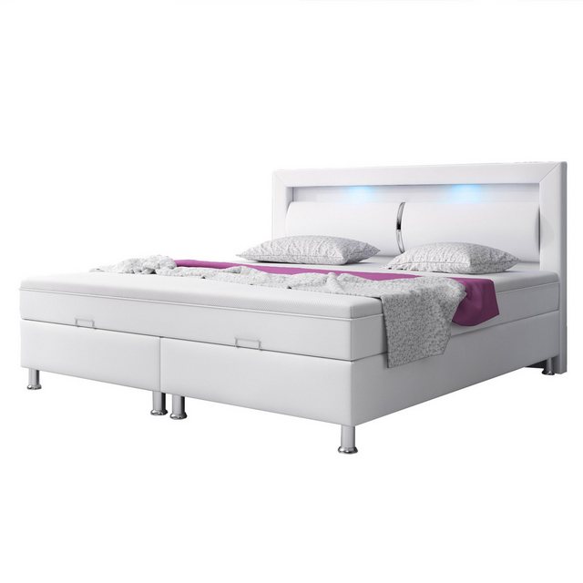 inter Boxspringbett Milano 180x200cm Bettkasten mit Kopfteil LED-Beleuchtun günstig online kaufen