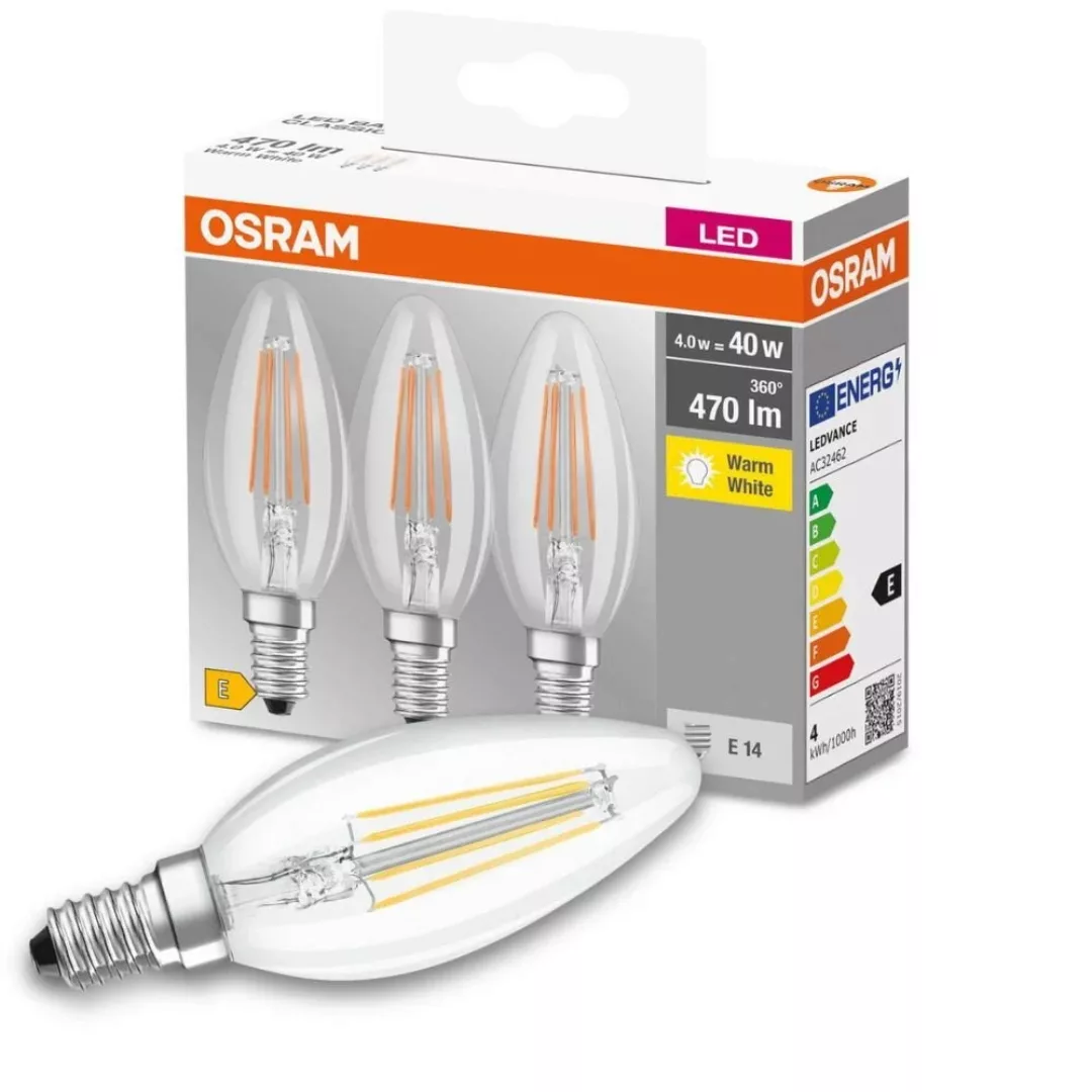 LED-Kerzenlampe E14 4W Filament 2.700K 3er-Set günstig online kaufen