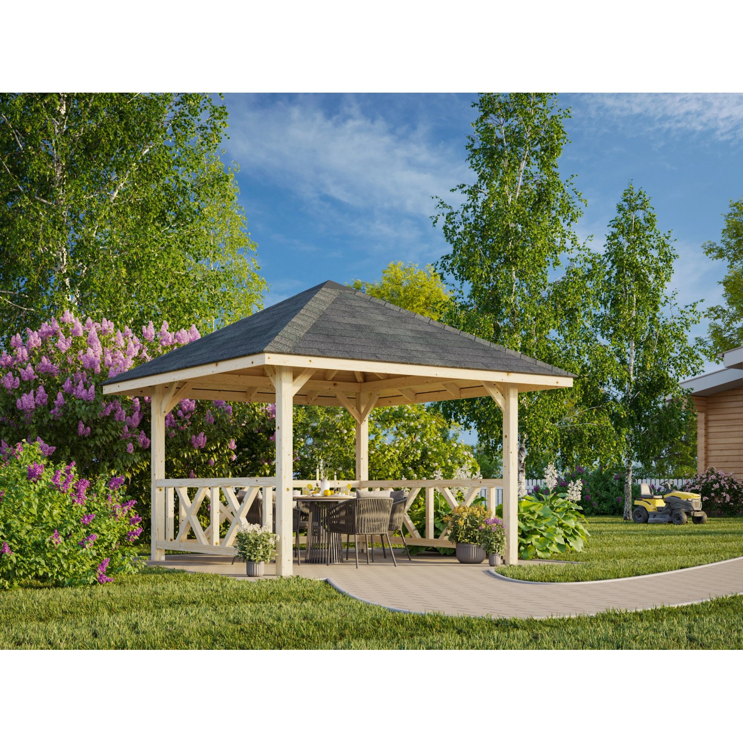 Palmako Pavillon Bianca Set 101 300 x 300 cm Lackiert Weiß FSC® günstig online kaufen