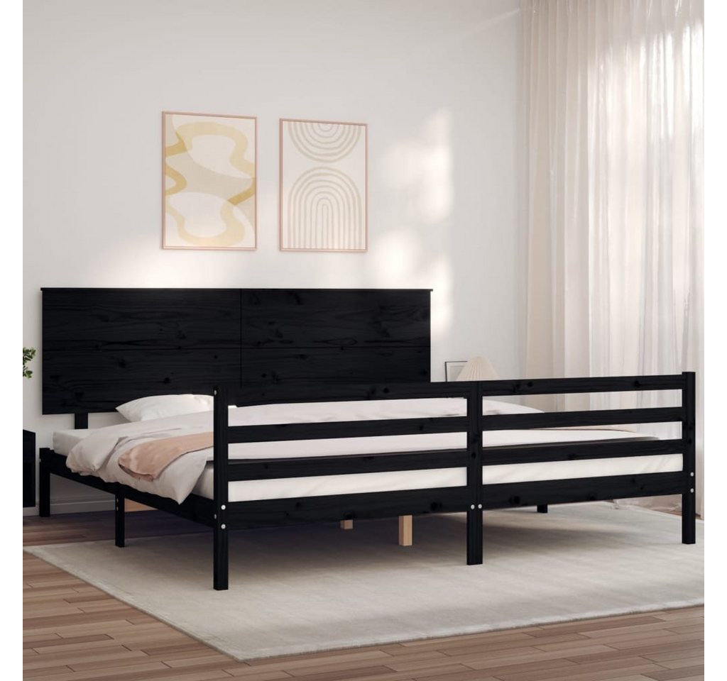 vidaXL Bett Massivholzbett mit Kopfteil Schwarz 200x200 cm günstig online kaufen