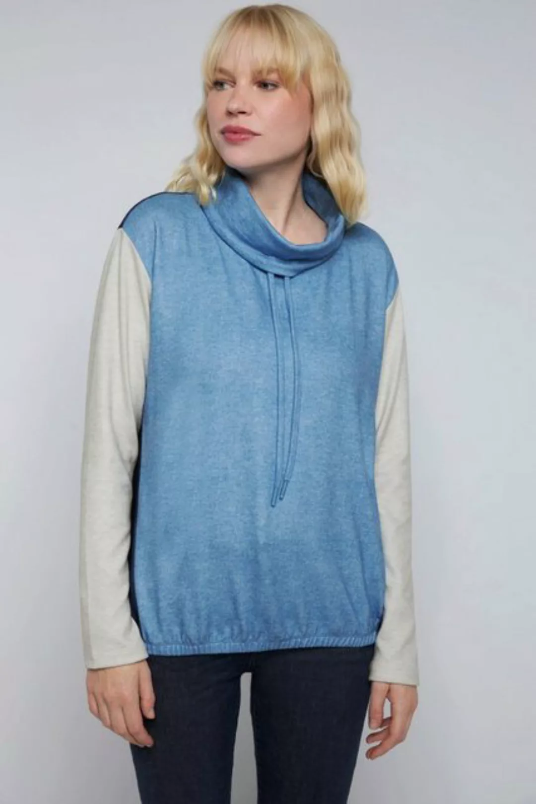 Gina Laura Sweatshirt Pullover oversized Colorblocking Stehkragen günstig online kaufen