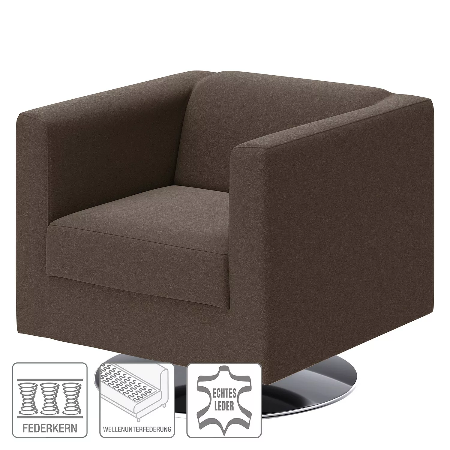 home24 loftscape Sessel Wilno V Dunkelbraun Echtleder 74x71x75 cm (BxHxT) günstig online kaufen