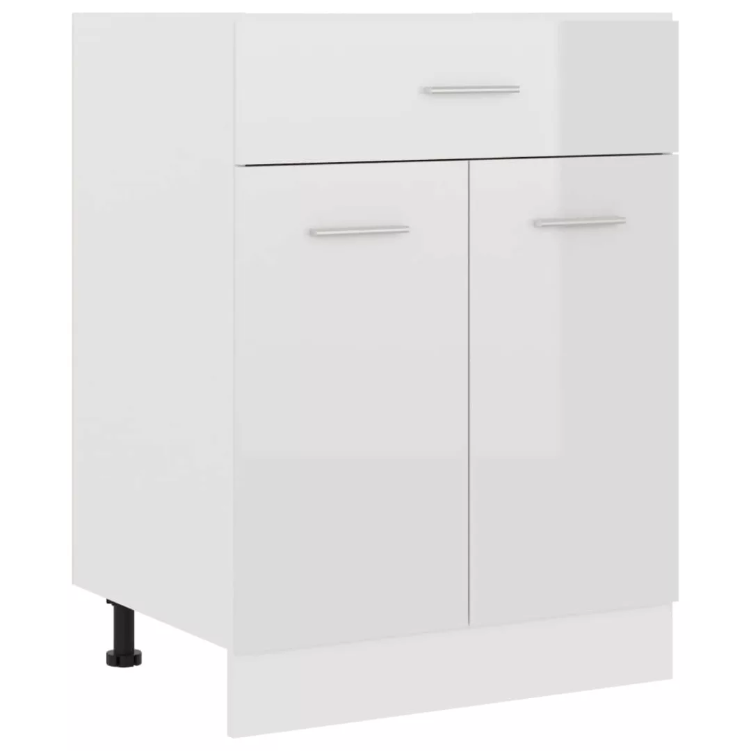 Schubunterschrank Hochglanz-weiß 60x46x81,5 Cm Spanplatte günstig online kaufen