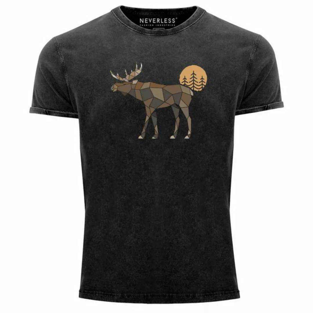 Neverless Print-Shirt Herren Vintage Shirt Printshirt mit Aufdruck Polygon günstig online kaufen