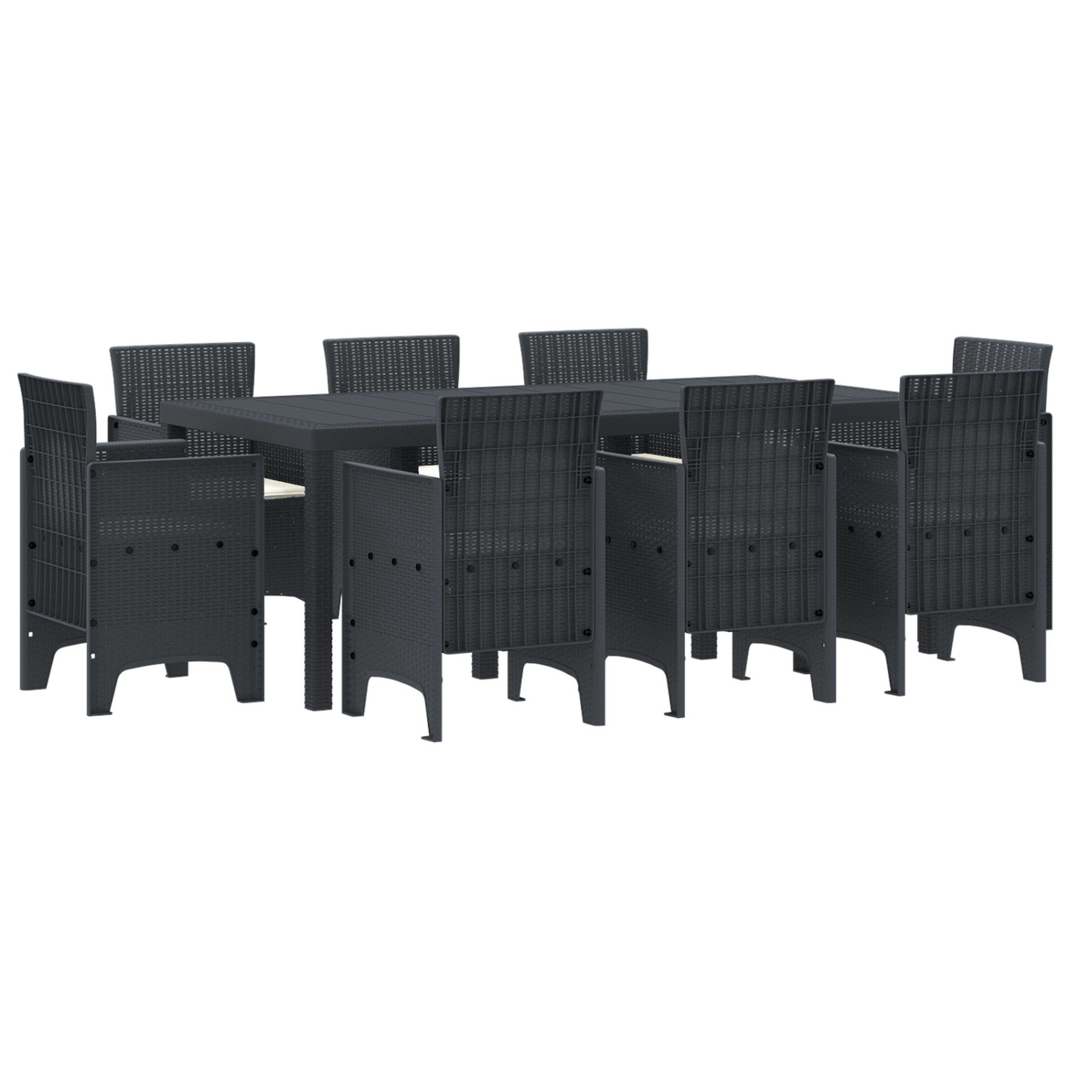 vidaXL 9-tlg Garten-Essgruppe mit Kissen Anthrazit Poly Rattan 3378576 günstig online kaufen