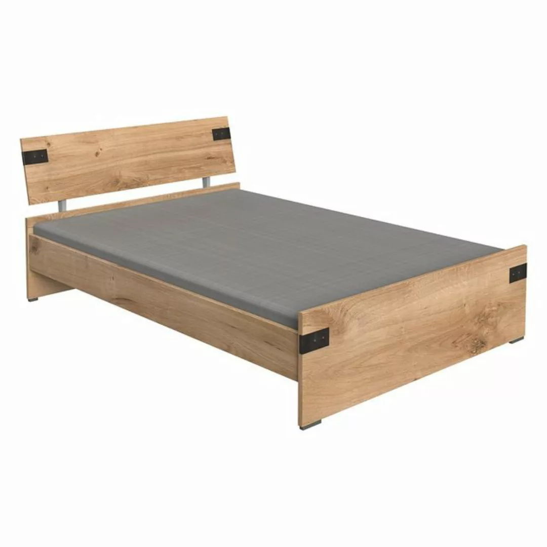 Lomadox Jugendbett EVERTON-43, 140cm Liegefläche, Eiche, Industrial Design günstig online kaufen