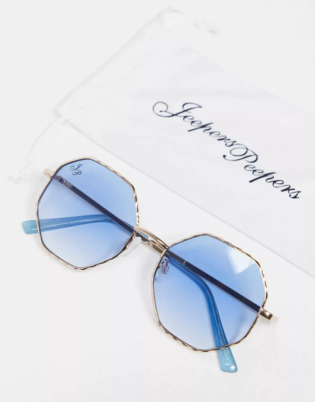 Jeepers Peepers – Runde Sonnenbrille für Damen in Gold mit blauen Gläsern-G günstig online kaufen