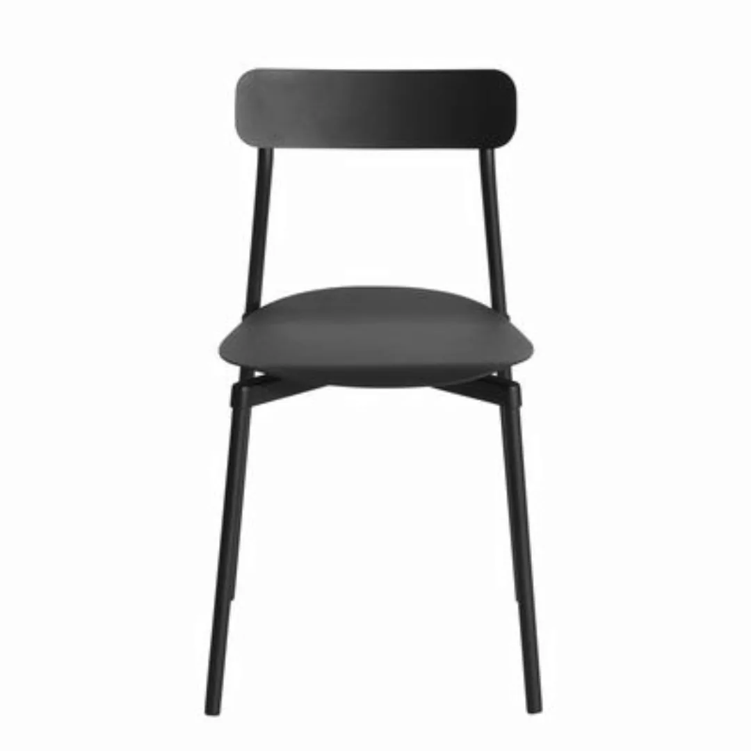 Stapelbarer Stuhl Fromme metall schwarz / Aluminium - Petite Friture - Schw günstig online kaufen