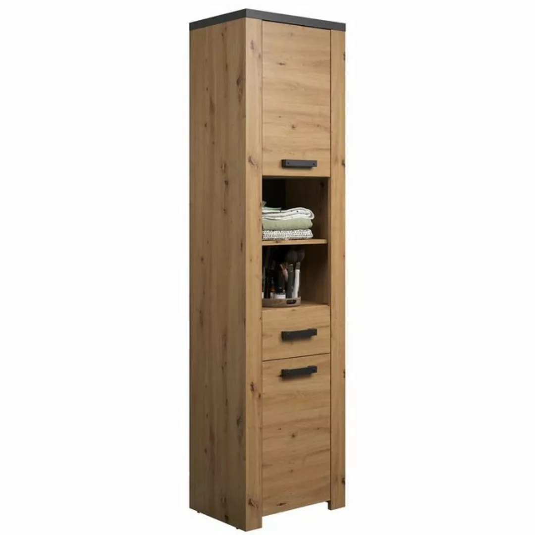 trendteam Hochschrank Badezimmerschrank Badschrank Highboard Badmöbel Eiche günstig online kaufen