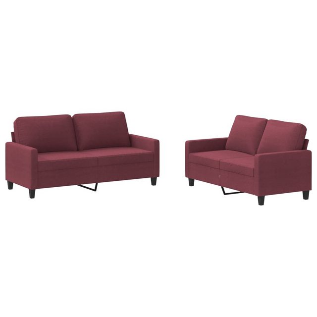 vidaXL Sofa Sofagarnitur mit Kissen Stoff, Standard, Rot günstig online kaufen