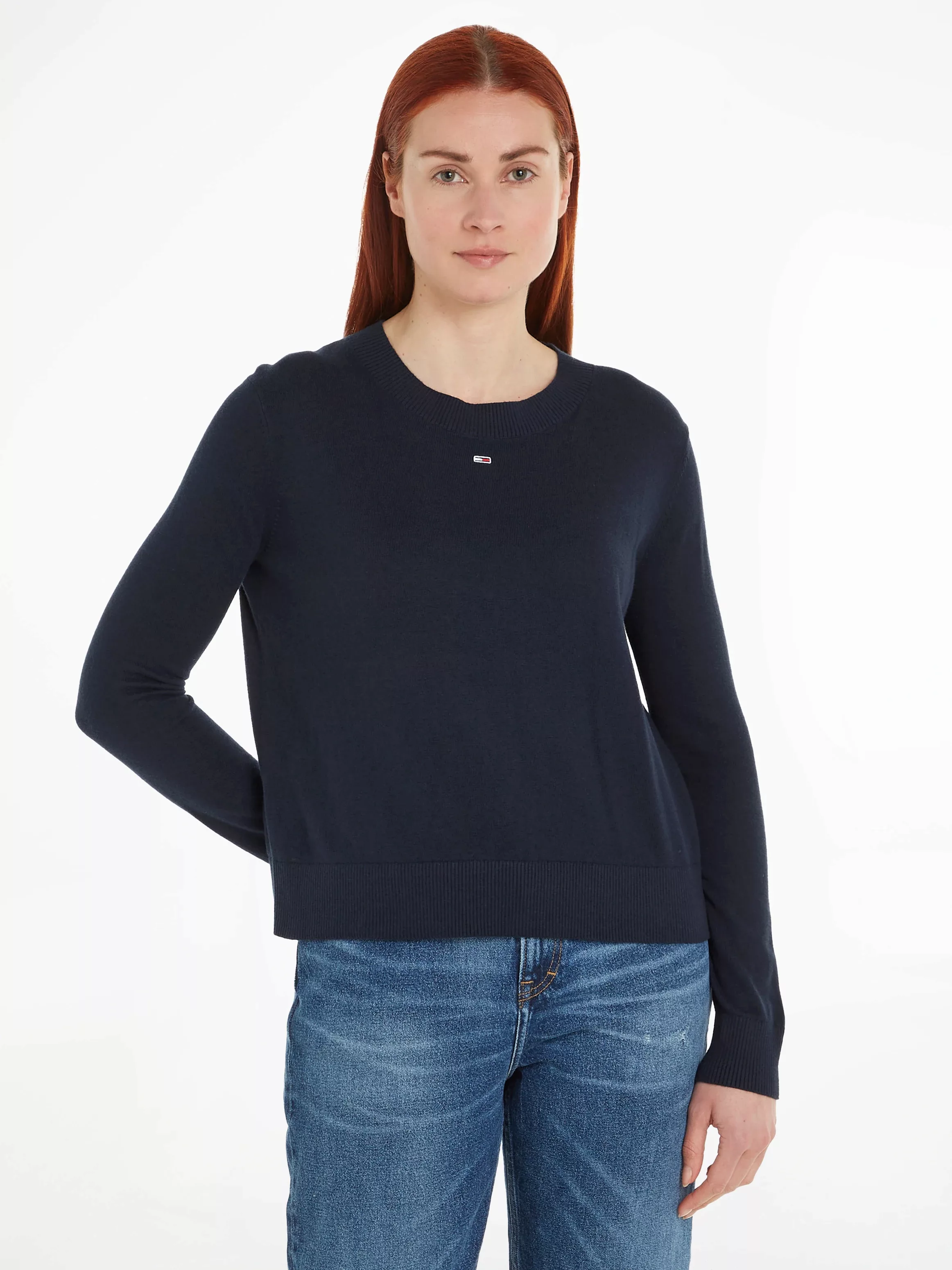 Tommy Jeans Strickpullover TJW ESSENTIAL CREW NECK SWEATER mit Logostickere günstig online kaufen