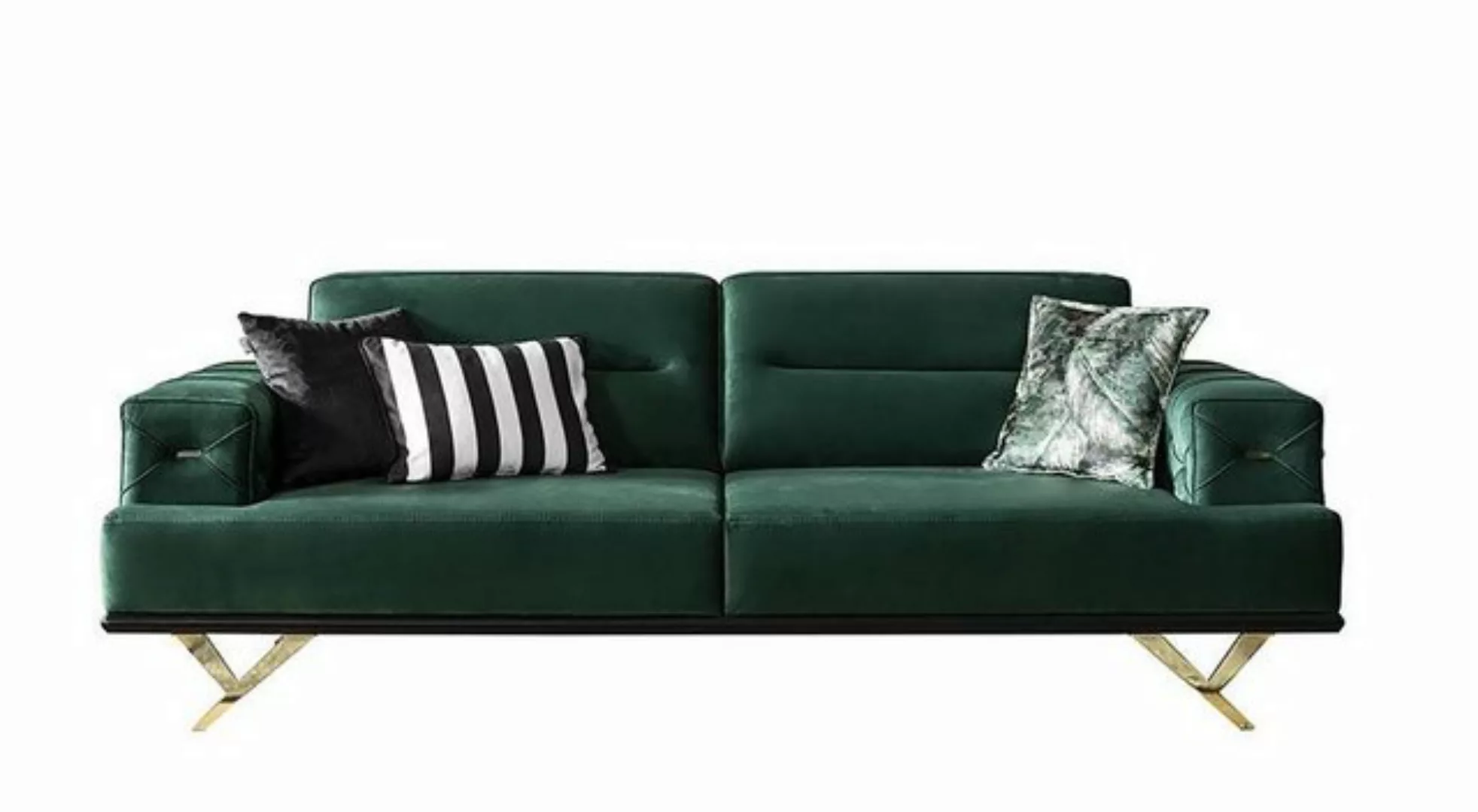 Xlmoebel 3-Sitzer Textilmöbel Sofa mit Edelstahlgestell in Grün, 1 Teile, H günstig online kaufen