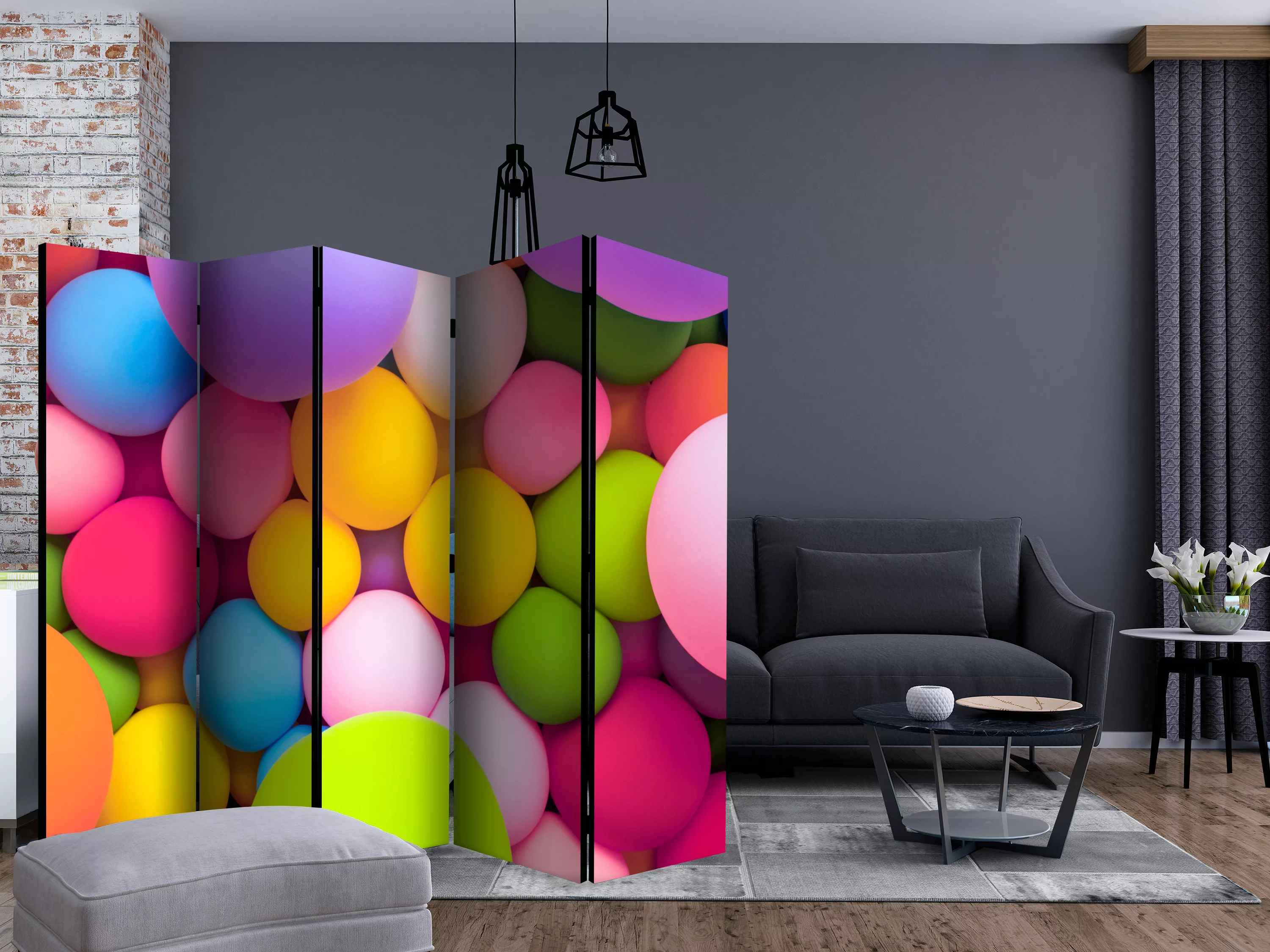 5-teiliges Paravent - Colourful Balls Ii [room Dividers] günstig online kaufen