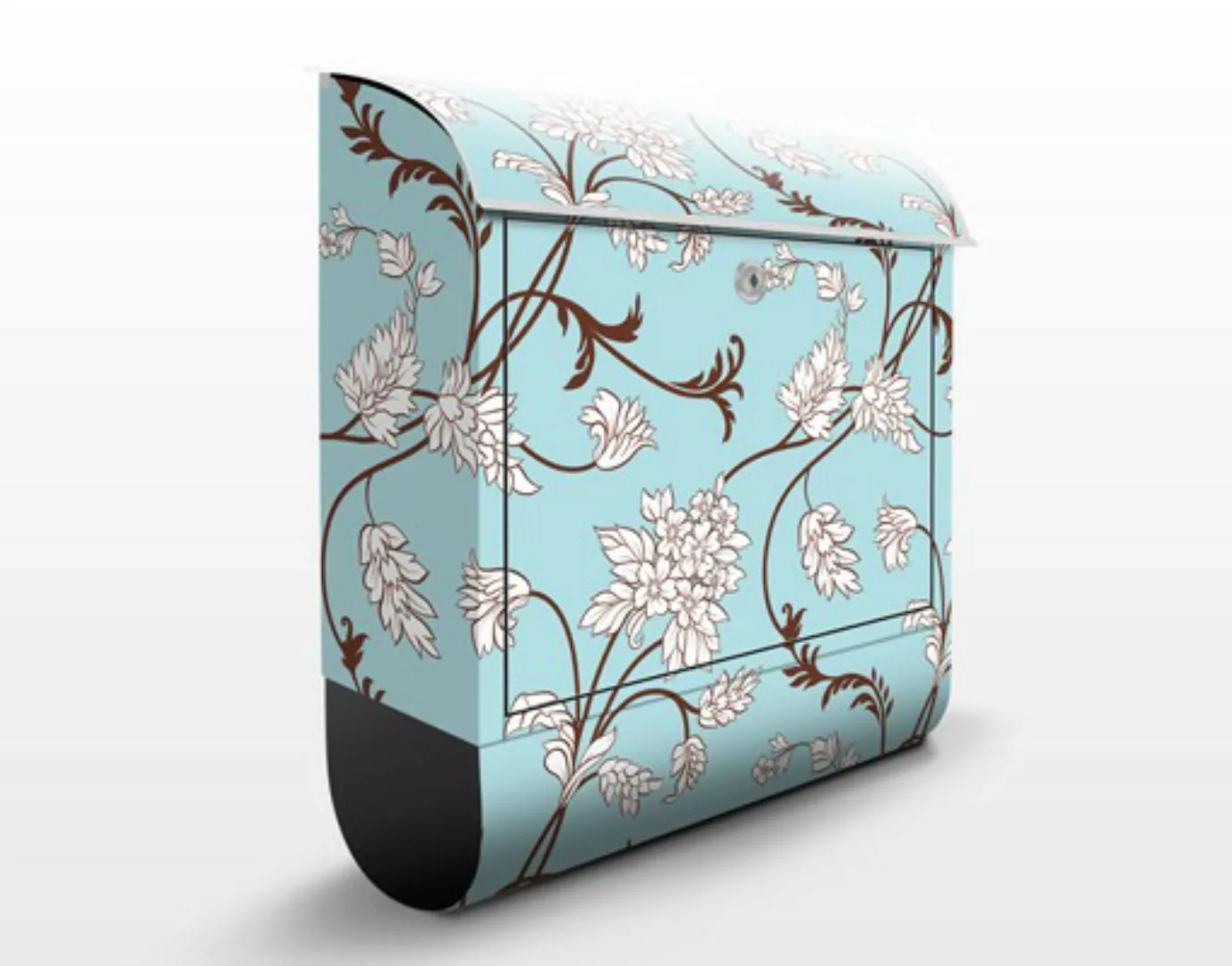 Briefkasten Muster & Textur Hellblaues Blumenmuster günstig online kaufen