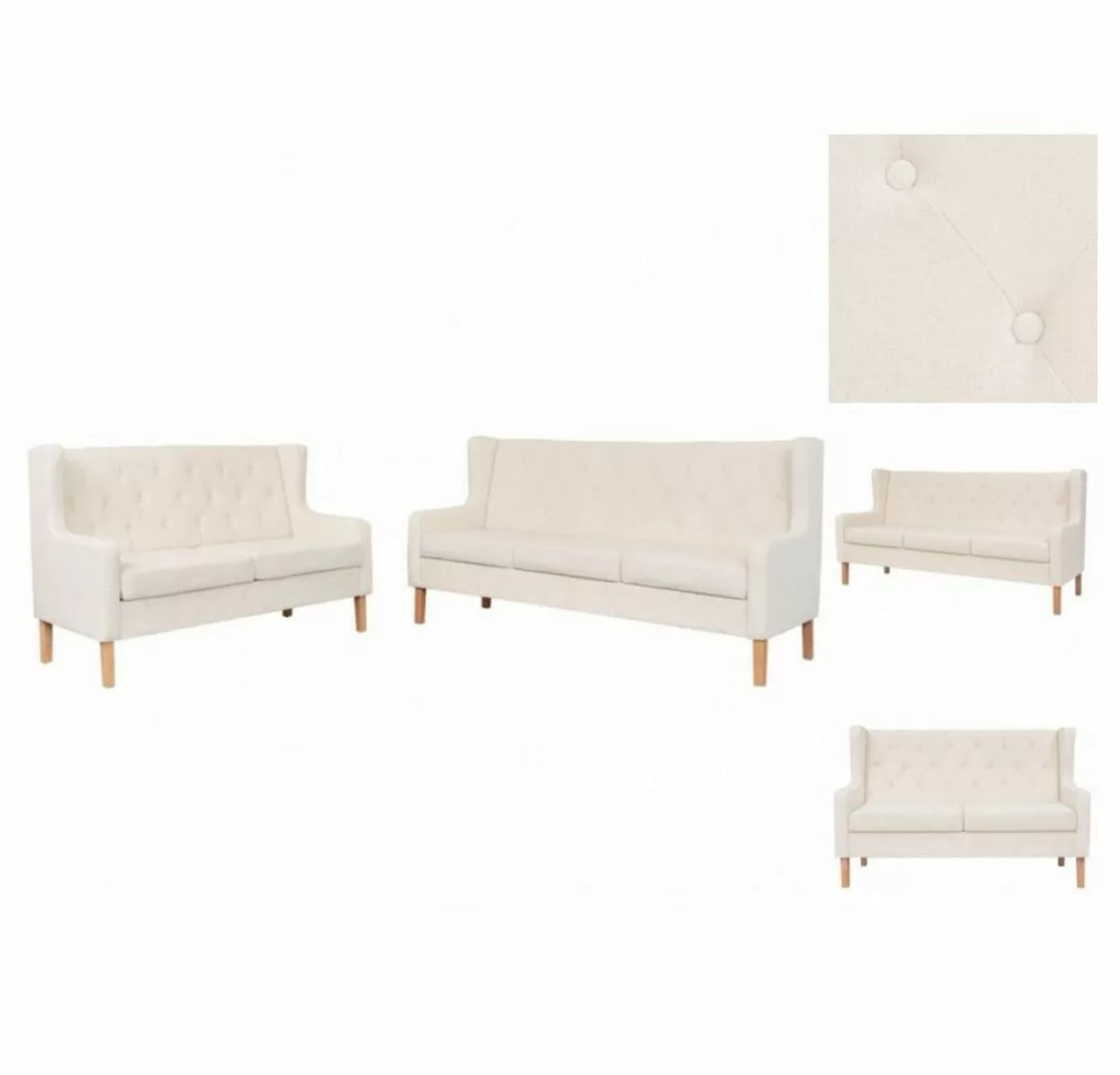 vidaXL Sofa Sofa-Set 2-tlg Stoff Cremeweiß günstig online kaufen