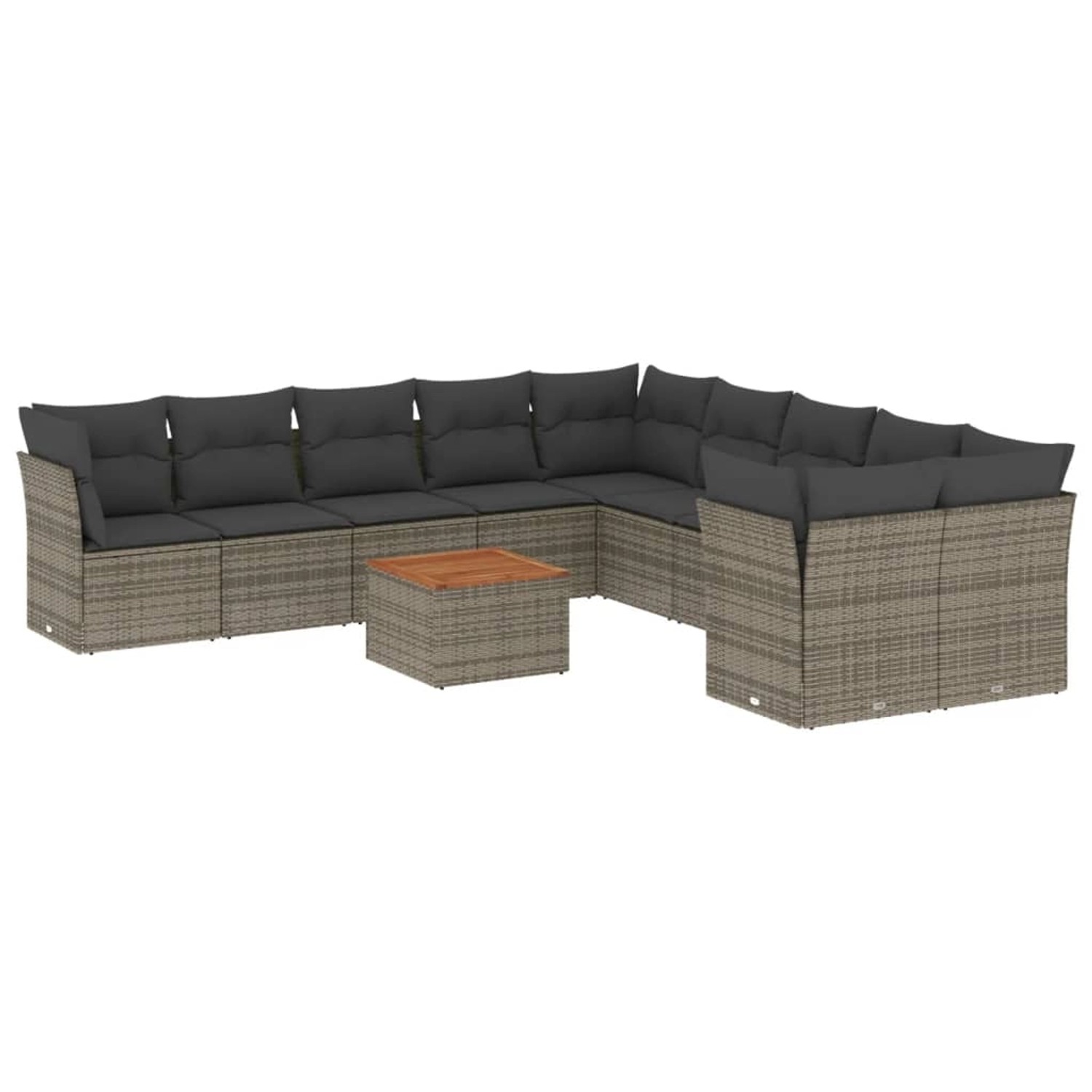 vidaXL 11-Tlg Garten-Sofagarnitur mit Kissen Grau Poly Rattan 3223855 günstig online kaufen