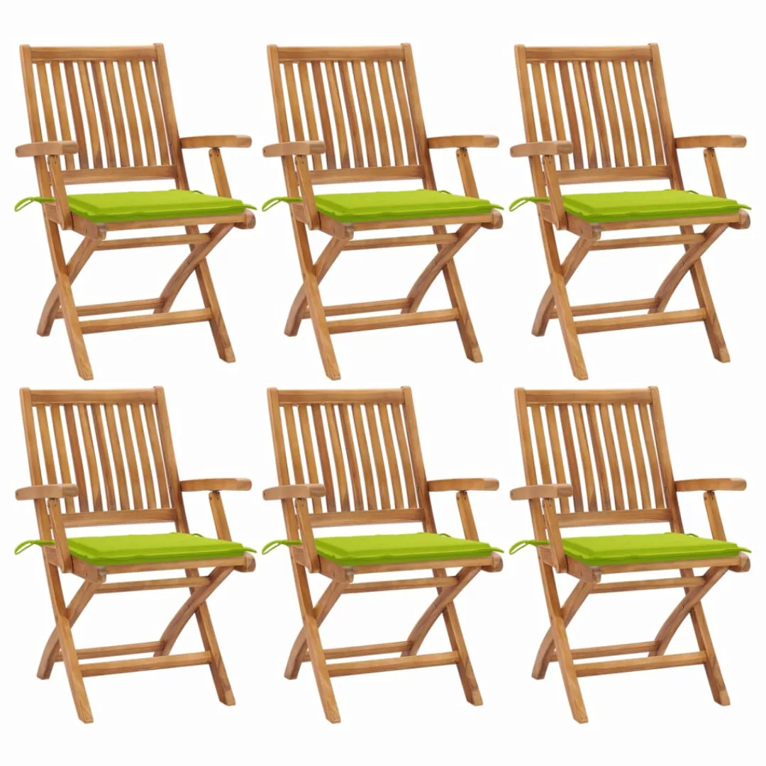 Klappbare Gartenstühle Mit Kissen 6 Stk. Massivholz Teak günstig online kaufen